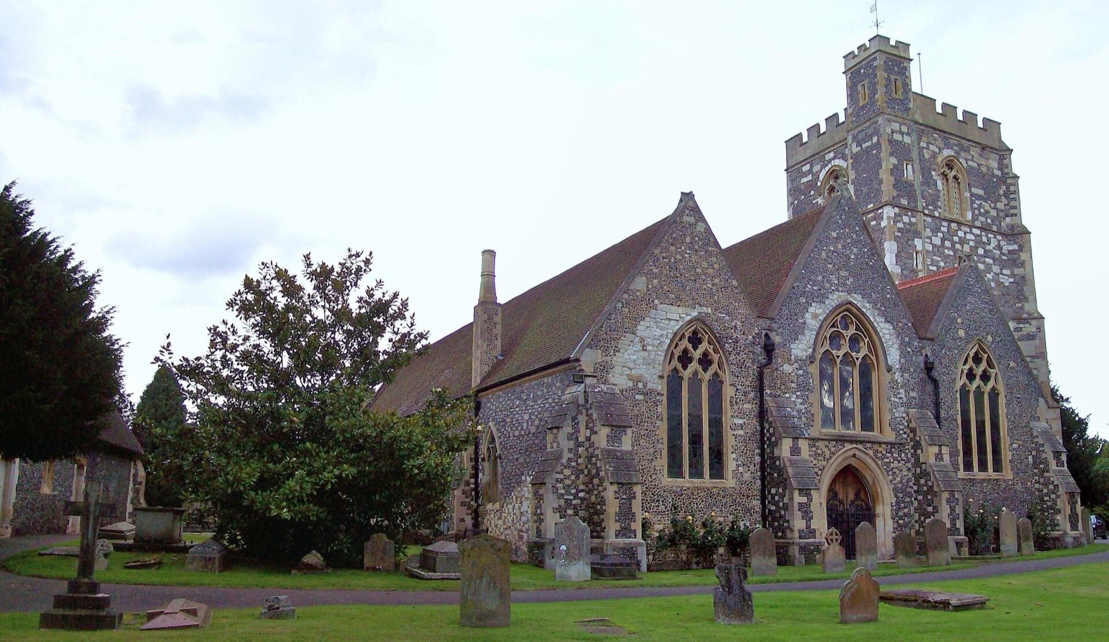 St Michael's Church, Bray, from the south, with its flint tower